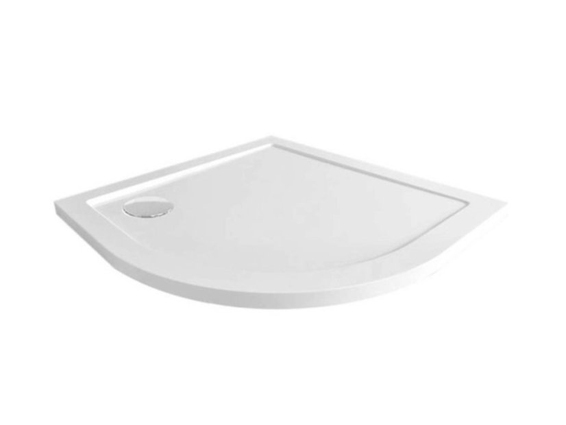 Kvartcirkel brusekabine Kora Lite med Grape-glas – hvid - Variant: Brusebakke i støbemarmor