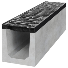 Caniveau en béton incliné D400 avec grille en fonte