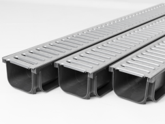 Ensemble de 3 caniveaux PVC A15 avec grille galvanisée