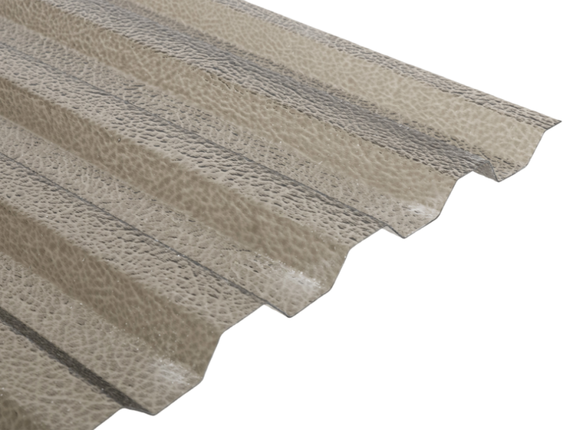 Plaque en polycarbonate trapézoïdale bronze à structure rugueuse - Taille: 2500 x 1060 x 1,2 mm