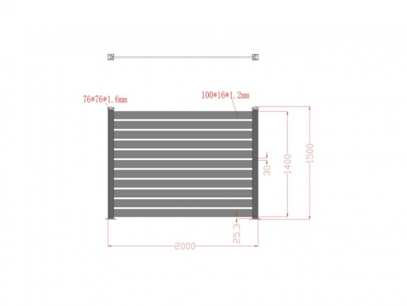 Przęsło aluminiowe szczelinowe - Rozmiar: 2000 x 1000 mm