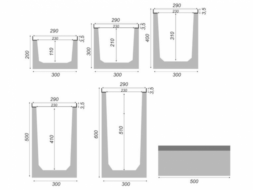 Entwässerungsrinne Beton D400 mit Gussrost - Variante: H400, Breite (cm): 40, Höhe (cm): 40, Länge (cm): 50