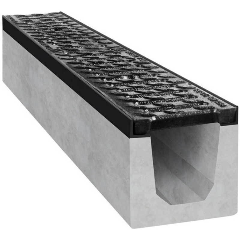 Betónový žľab D400 s liatinovou mrežou - Varianta: H150, Rozmer: 1000 x 150 x 150 mm