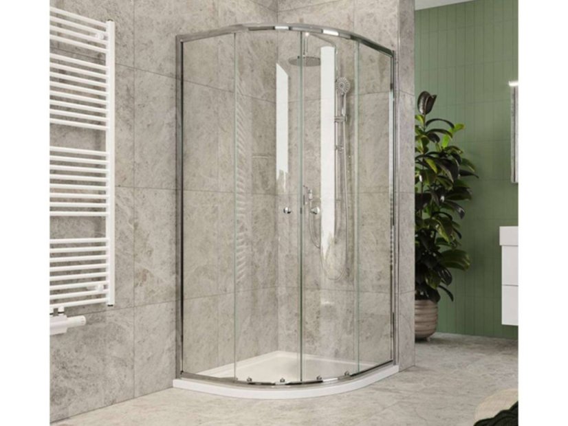 Četvrtkružna tuš kabina Kora Lite s prozirnim staklom - Varijanta: SMC slim tuš kada, Dimenzija: 185 x 90 x 90 cm