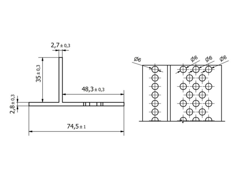 Profilo di finitura per pavimentazione esterna END-FIX - Dimensione: 74,5 x 35 x 2000 mm