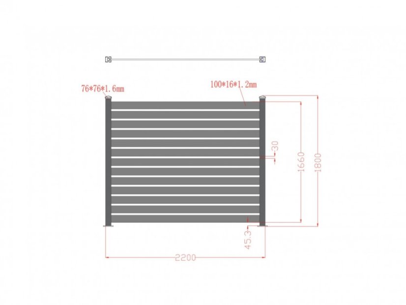 Przęsło aluminiowe szczelinowe - Rozmiar: 2000 x 1000 mm