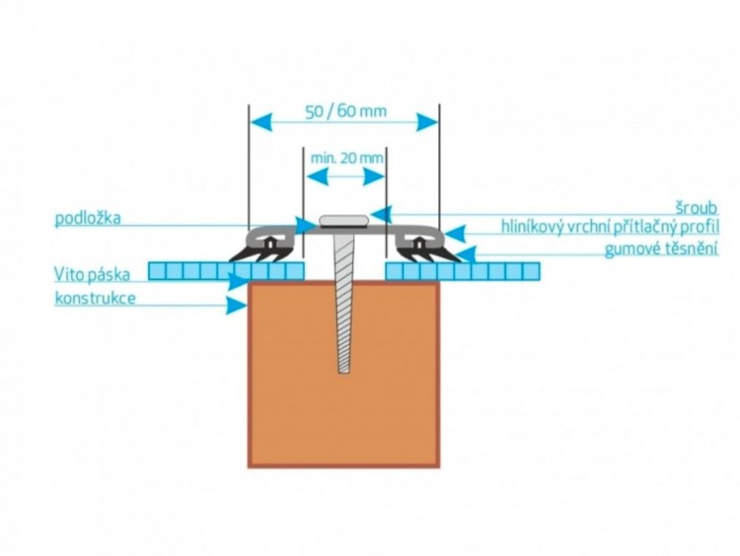 Přítlačný profil ALU Top přírodní - Rozměr: 7000 x 60 mm