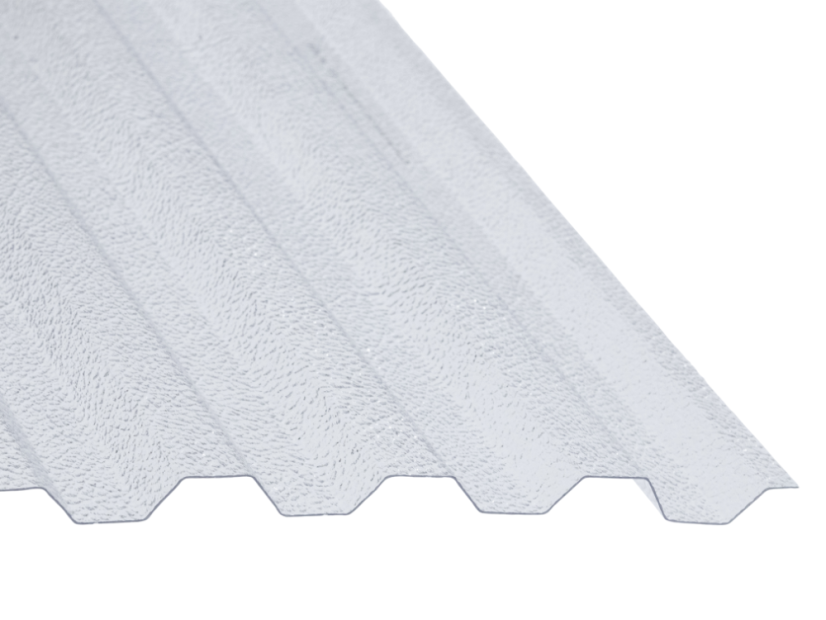 Helder trapezium polycarbonaat platen met grove structuur - Afmeting: 2500 x 1060 x 1,2 mm