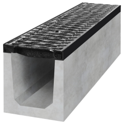 Gefäll Entwässerungsrinne Beton D400 mit Gussrost