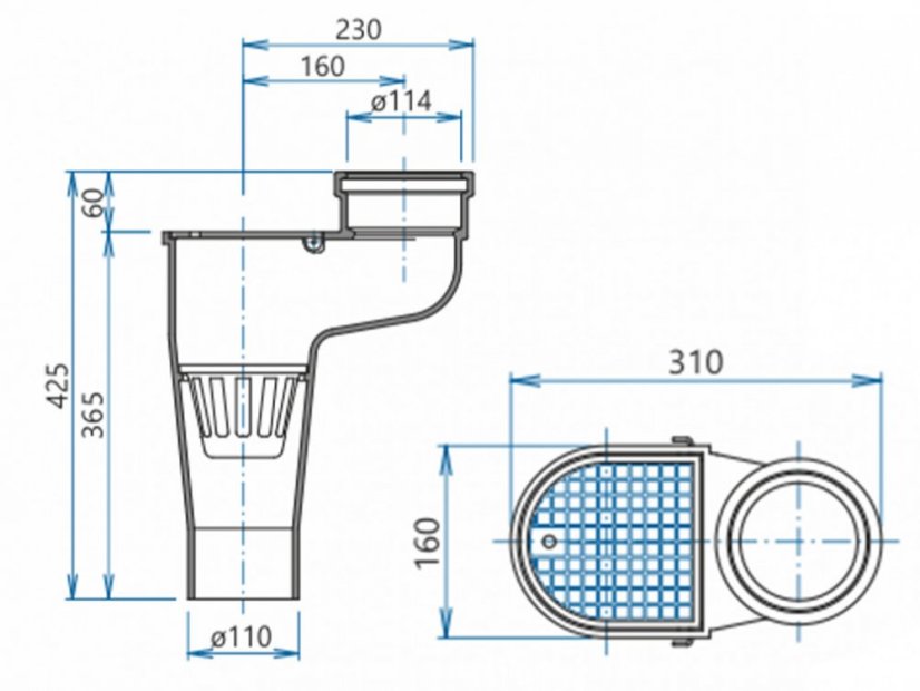 Gusseiserner Regensinkkaste - Variante: ø 230/223 mm