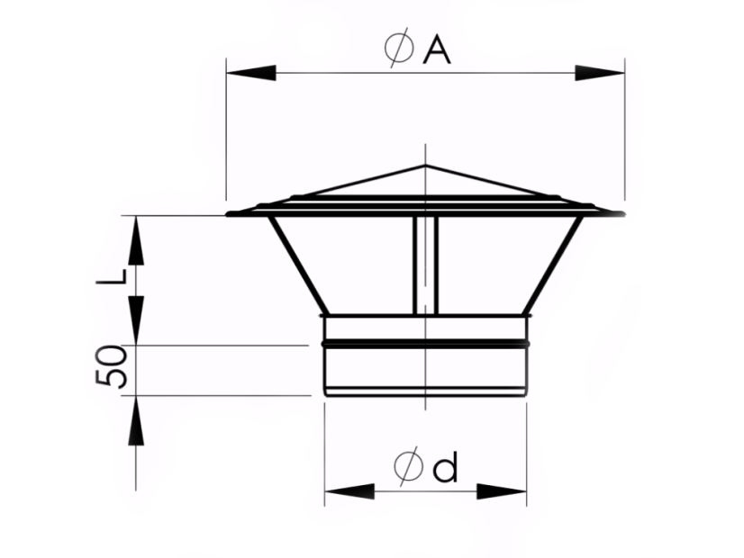 Cappello per camino DW25 - Dimensione: ø 150 mm