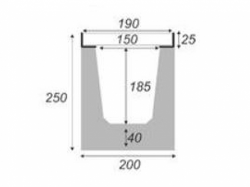 Spádový betónový žľab D400 s liatinovou mrežou - Varianta: 8 / D400