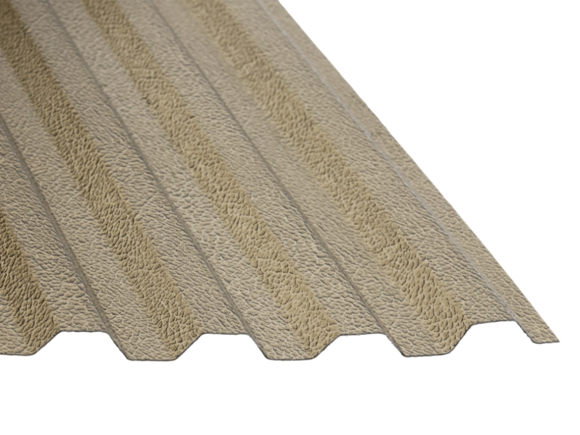 Plaque en polycarbonate trapézoïdale bronze à structure rugueuse - Taille: 2500 x 1060 x 1,2 mm