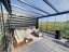 Pergola RAL 7016 s posuvnými dvěřmi, stěnou a LED osvětlením