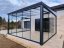 Pergola RAL 7016 s bočnou výplňou, posuvnými stenami a opálovým polykarbonátom
