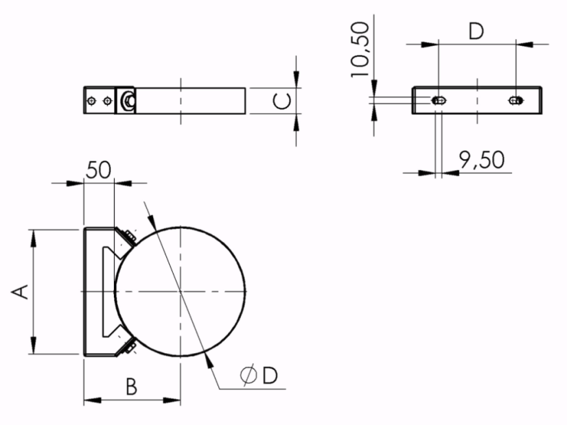 Supporto a parete per camino DW25 - Dimensione: ø 200 mm x 50 mm