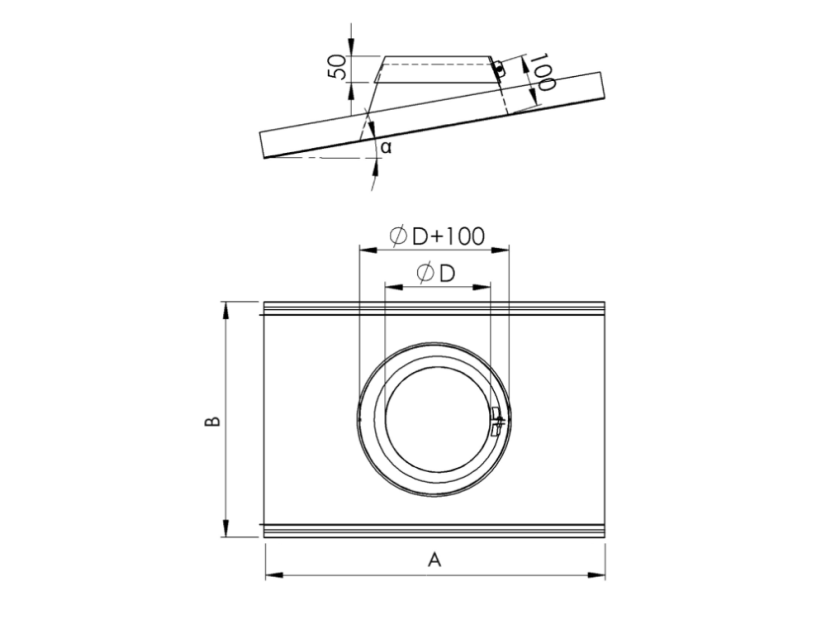 Tetőátvezetés DW25/200 kéményhez
