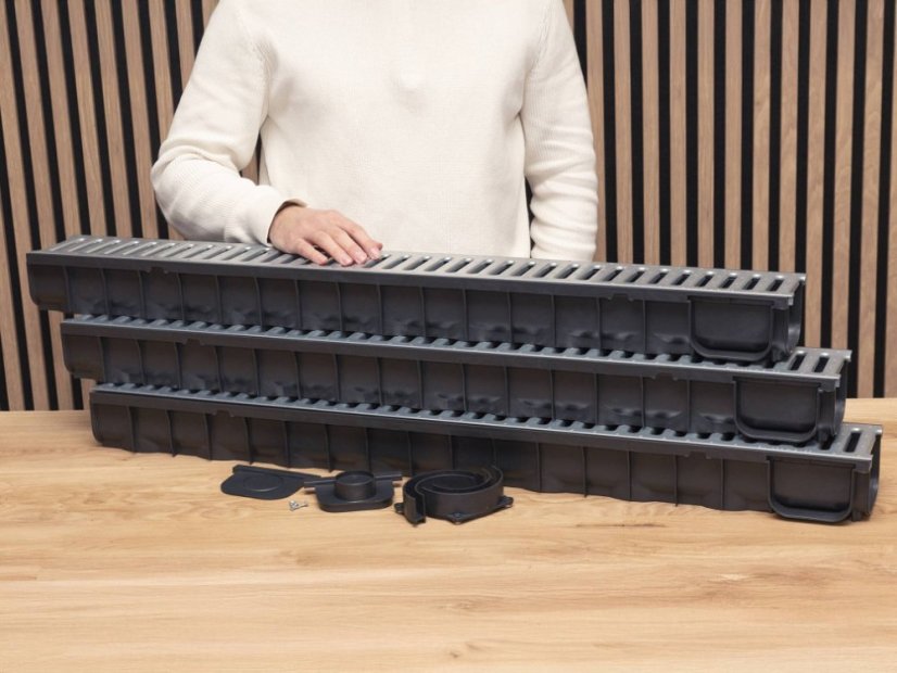 Entwässerungsrinne A15 mit Verzinkt Gitter (3 stück set)