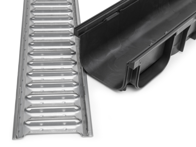 Plastikowy kanał odpływowy A15 z kratką ocynkowaną (zestaw 3 szt.)
