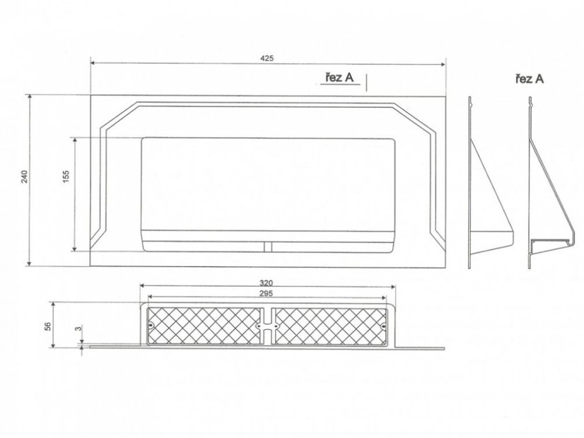 T2 CP szellőzőelem bitumenes zsindelyhez - Méret: 425 x 240 x 156 mm