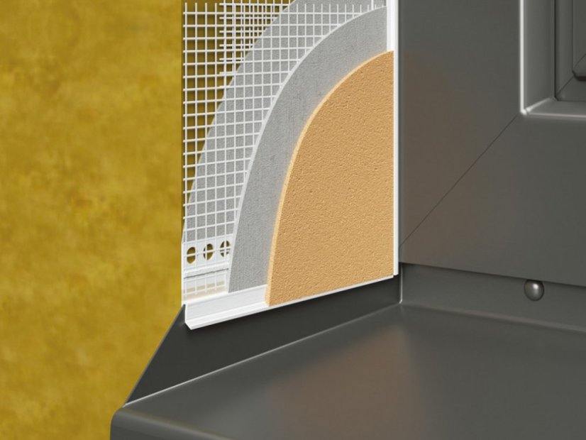 Profilo di raccordo per davanzale LX-H con rete in fibra di vetro - Dimensione: 100 x 100 x 2000 mm