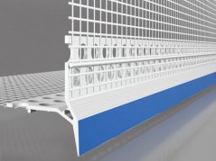 Fensteranschlussprofil VLT mit sichtbarer Tropfkante und Gewebe