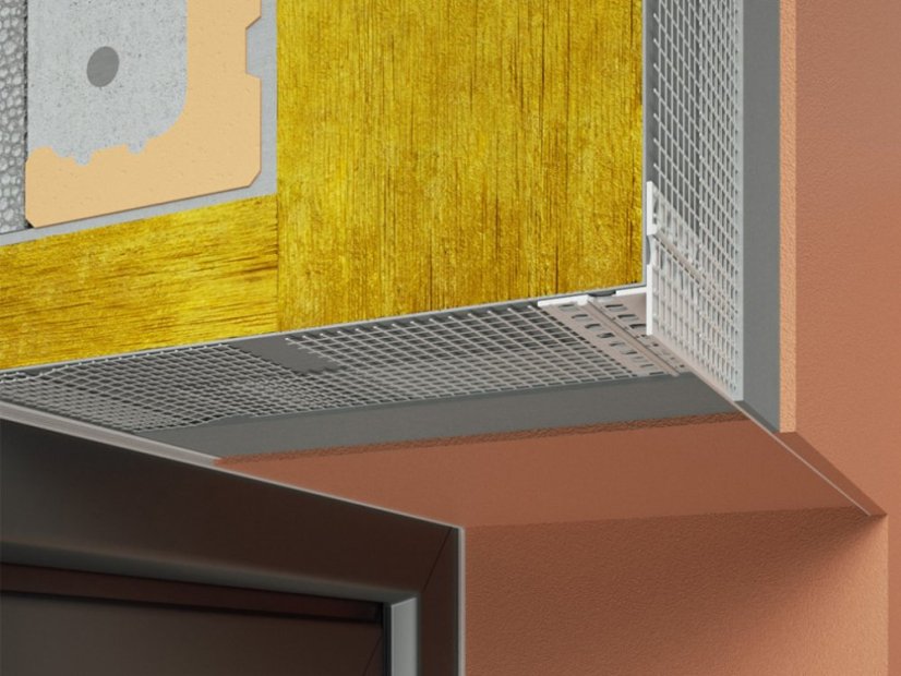 Fensteranschlussprofil LT mit verdeckter Tropfkante und Gewebe