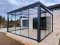 Pergola RAL 7016 s bočnou výplňou, posuvnými stenami a opálovým polykarbonátom