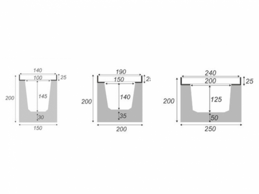 Entwässerungsrinne Beton D400 mit Gussrost - Variante: H400, Breite (cm): 40, Höhe (cm): 40, Länge (cm): 50