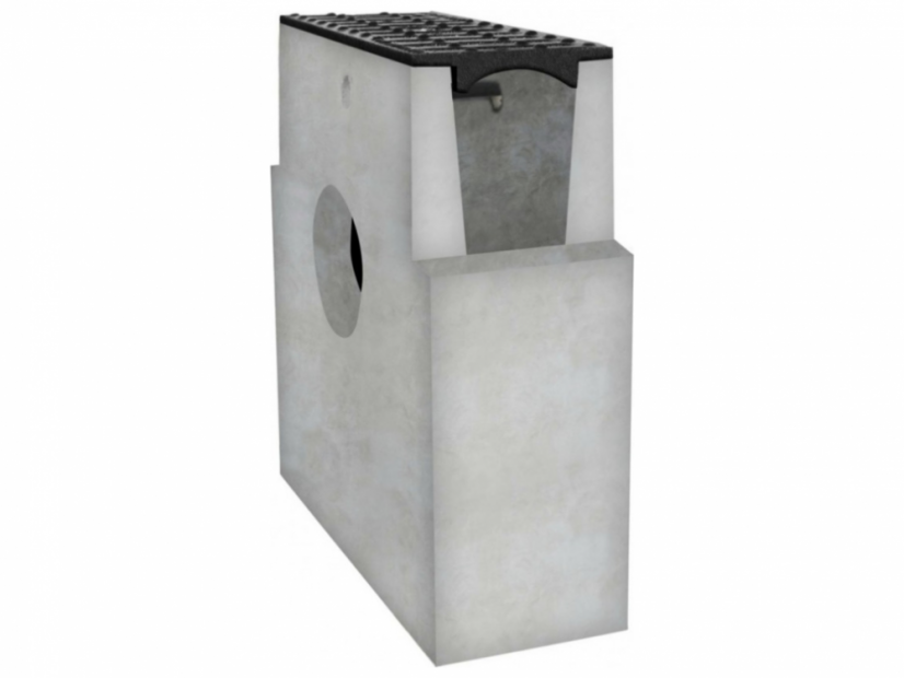 Beton ellenőrző akna B125 öntöttvas ráccsal - Variáció: H120, Méret: 333 x 130 x 380 mm