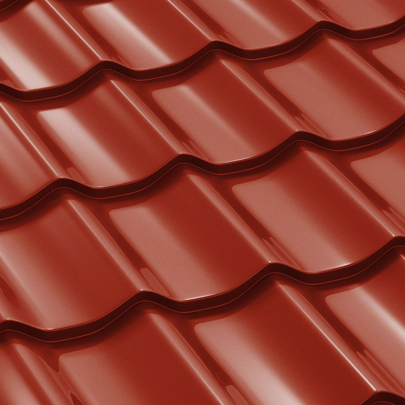 Plechová střešní krytina Classic Tile - Barva: RAL 3011 červená, Rozměr: 1200 x 1200 mm